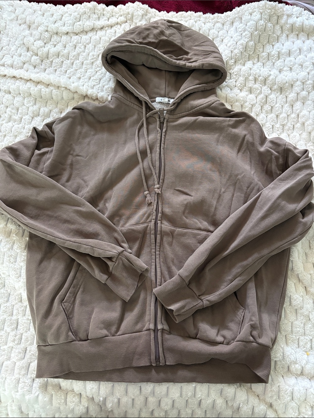 Garage Taupe Brown Zip-Up Hoodie Jacket